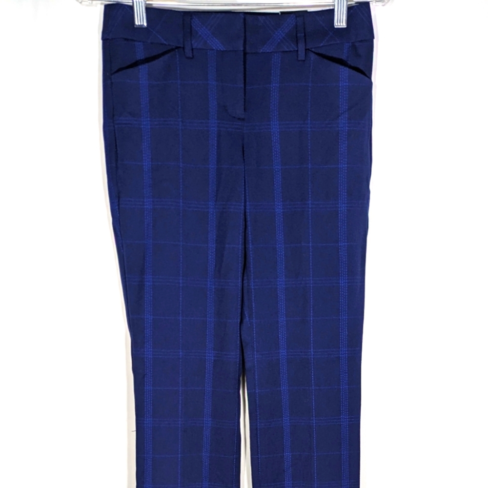 New Express Blue Plaid Dress Pants - Size 00L